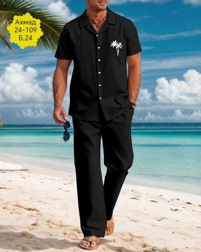 костюм летний мужской,костюм мужской,мужской костюм двойка,,костюм с пальмами мужской