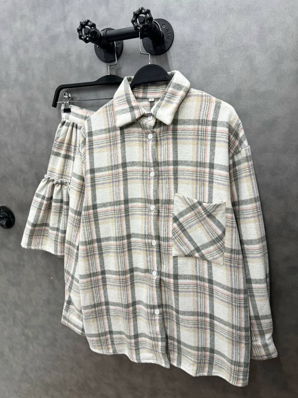 костюм юбка с рубашкой в клетку,костюм рубашка с юбкой,костюм двойка с юбкой и рубашкой повседневный,костюм женский с юбкой и рубашкой,костюм в клетку рубашка оверсайз и юбка