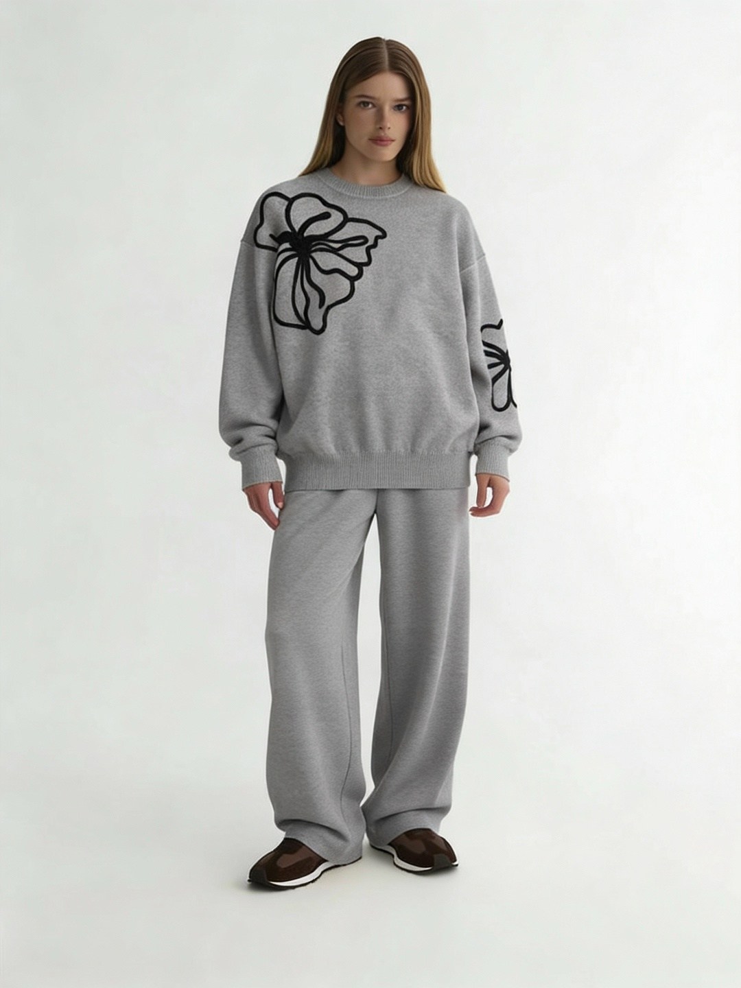 стильные костюмы,костюм с брюками,костюм женский,коричневый костюм,трикотажные брюки