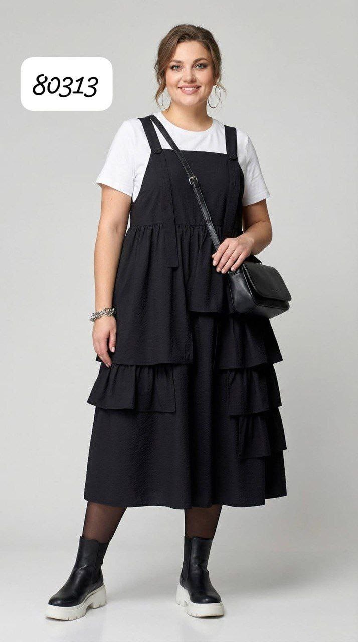 женские сарафаны,сарафан свободный,сарафан асолия 2641 черный,сарафан,сарафан удлиненный