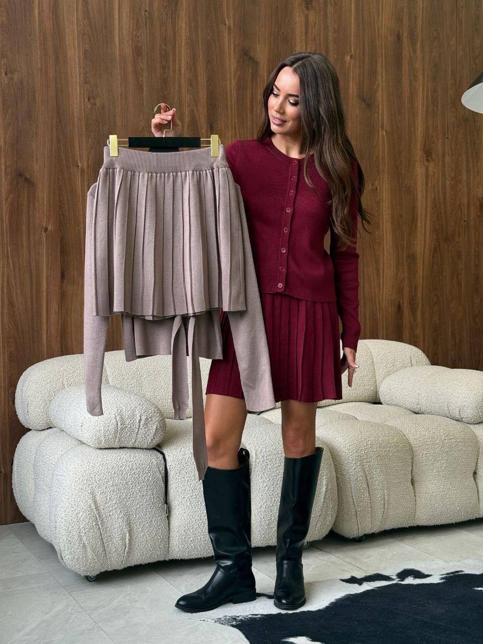 платье лапша трикотажное расклешенное primodonna цвет бордовый,костюм с юбкой,костюм женский с юбкой,платье бордовое,модное платье