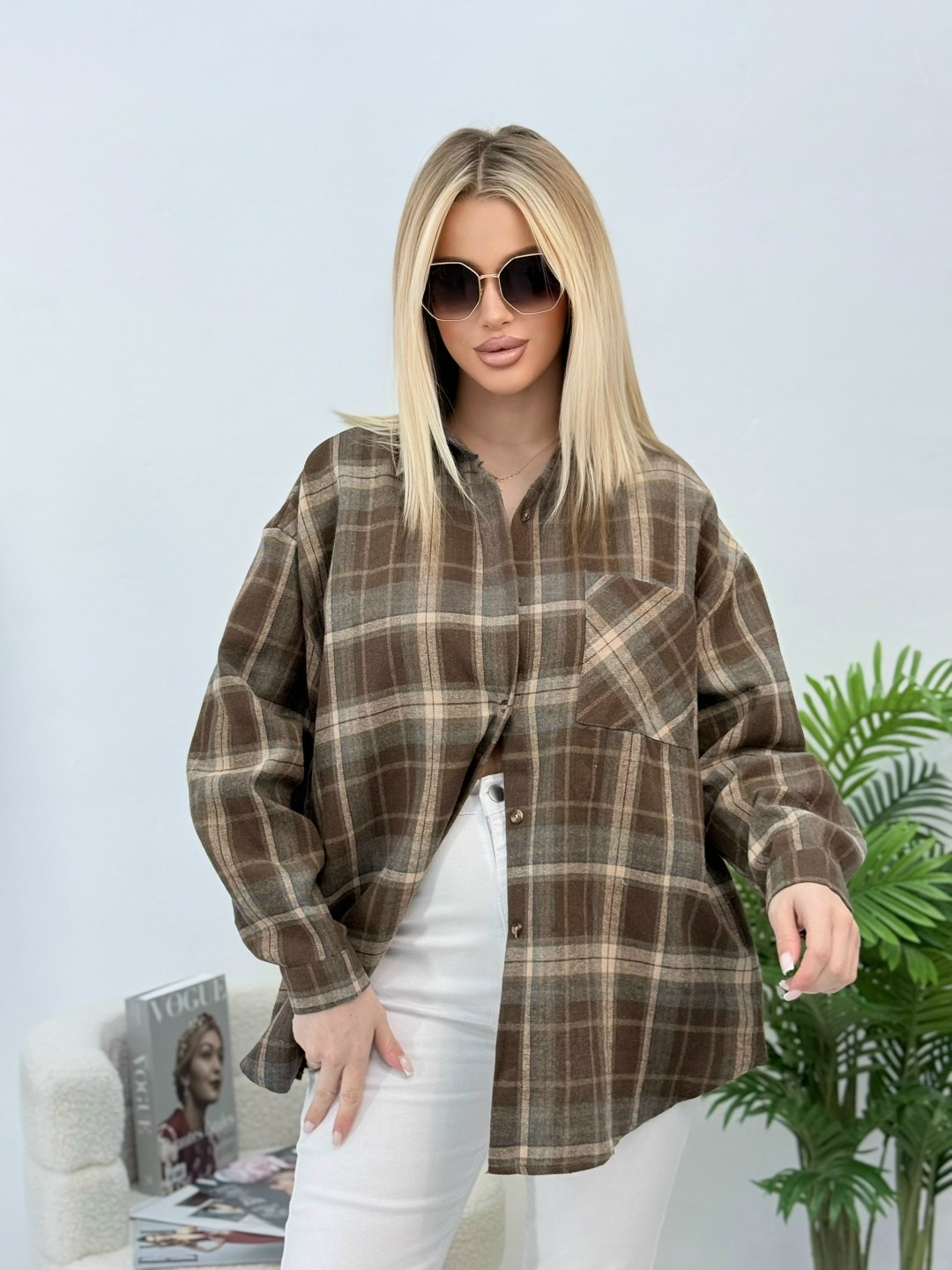 женская рубашка в клетку,рубашка женская оверсайз в клетку,рубашка в клетку оверсайз удлиненная mezzazappa,рубашка клетка,рубашка женская