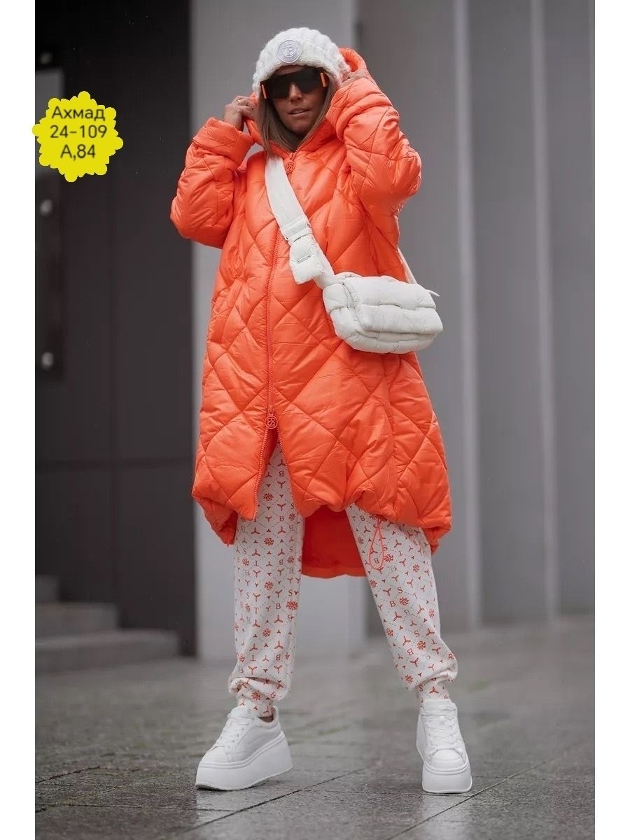 пуховики оверсайз,стеганое пальто,пальто и куртки,пальто пуховик,оранжевый пуховик