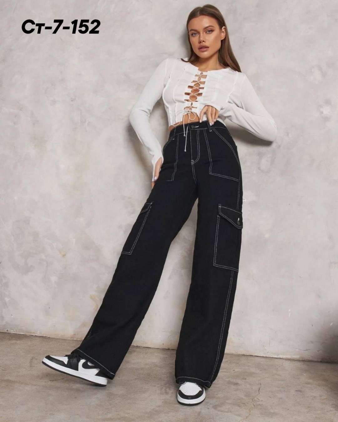 широкие джинсы черные,джинсы-карго rimocy женские с карманами,джинсы карго белые с черной строчкой,джинсы карго,джинсы прямые карго