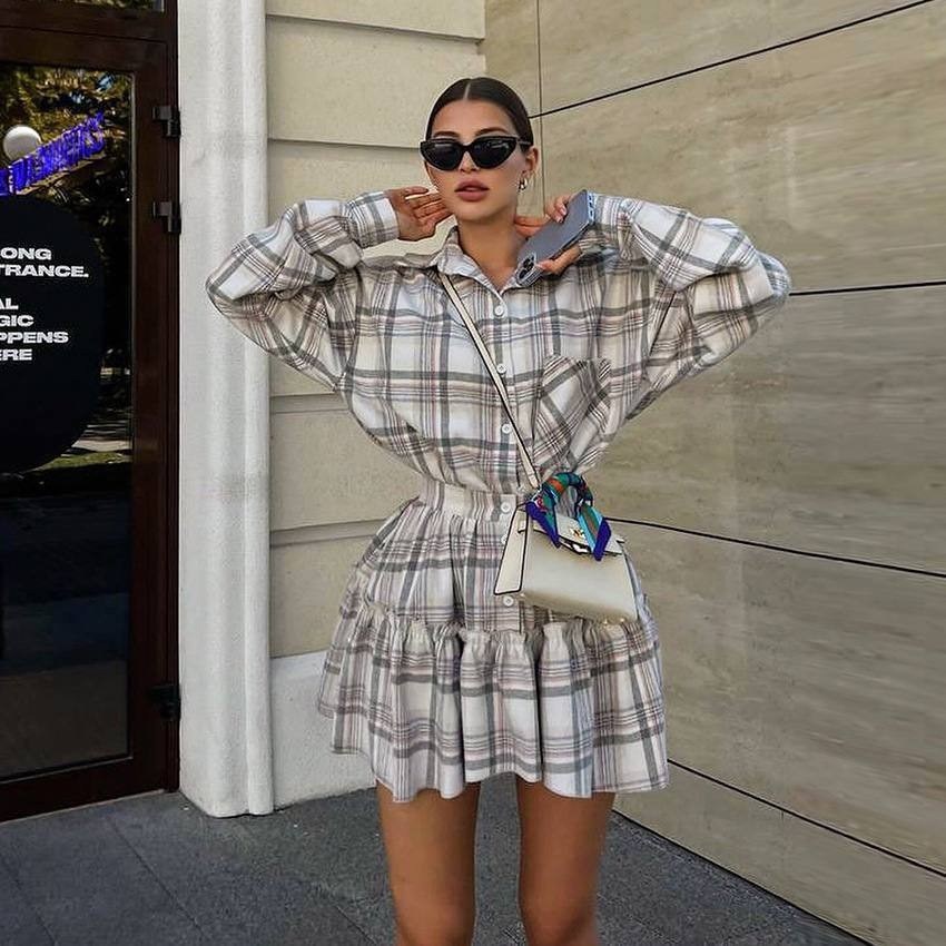 костюм юбка с рубашкой в клетку,костюм рубашка с юбкой,костюм двойка с юбкой и рубашкой повседневный,костюм женский с юбкой и рубашкой,костюм в клетку рубашка оверсайз и юбка