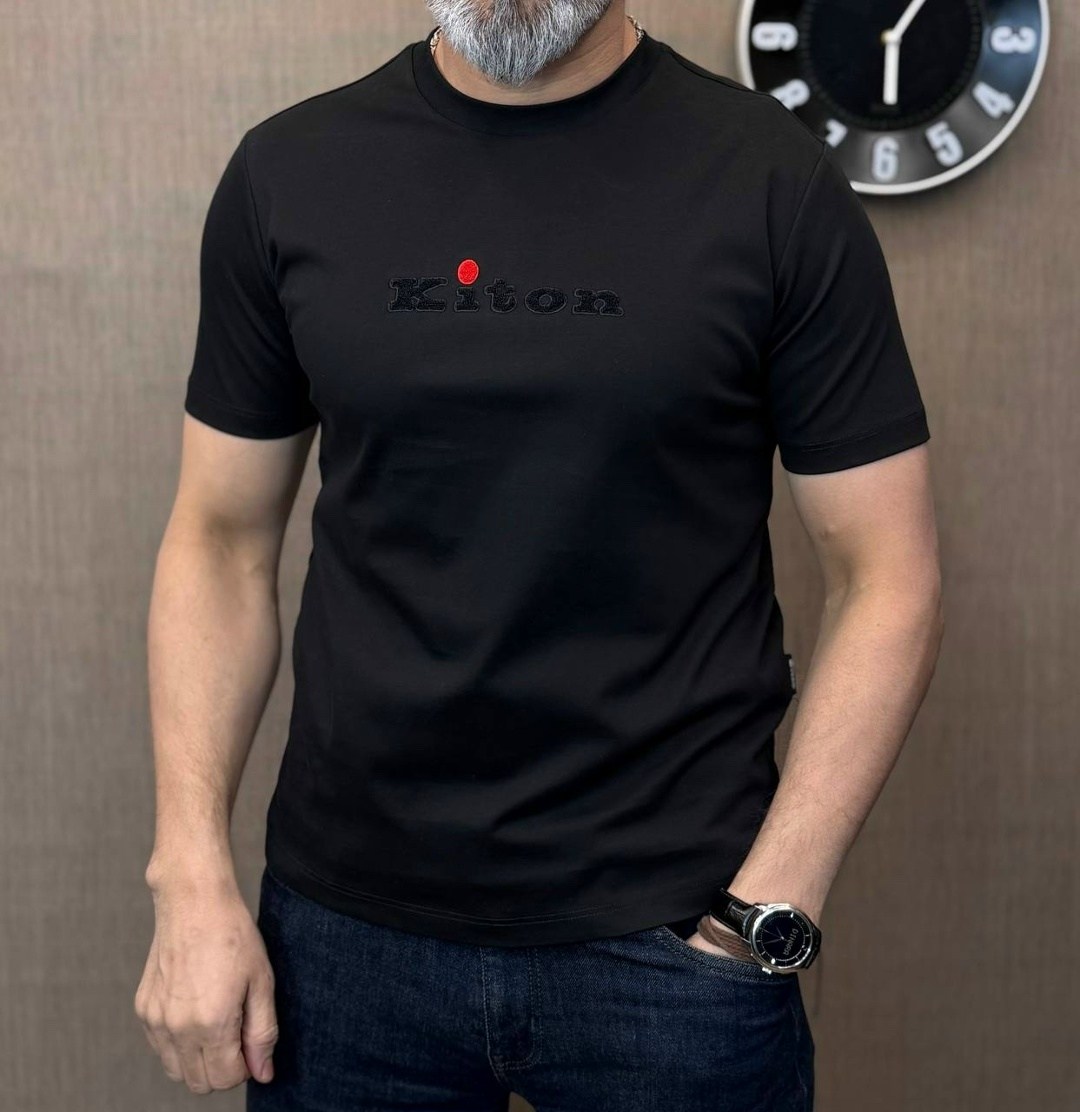хлопковая футболка kiton,футболка kiton,kiton футболка kiton,футболки с лого,мужская футболка