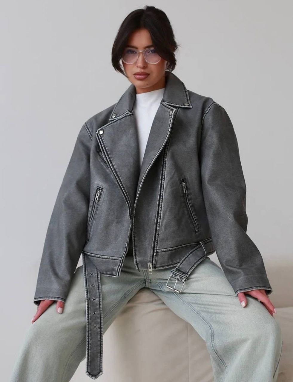 косуха винтажная куртка кожаная oversize серая monyken,косуха винтажная кожаная куртка серая оверсайз mony,косуха серая винтажная куртка кожаная оверсайз aftfbasic,косуха женская куртка кожаная oversi