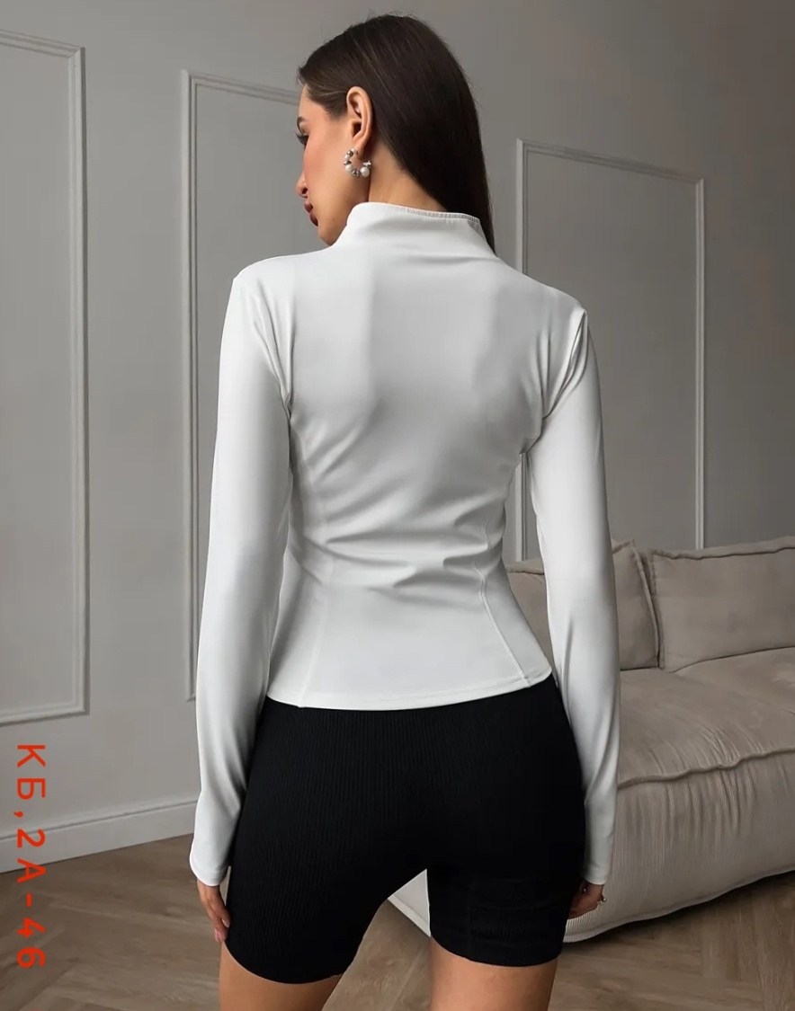 женская кофта,спортивная кофта,костюм женский для фитнеса,спортивная кофта на молнии обтягивающая,куртка женская застегивается на молнию облегающего кроя dazy белый