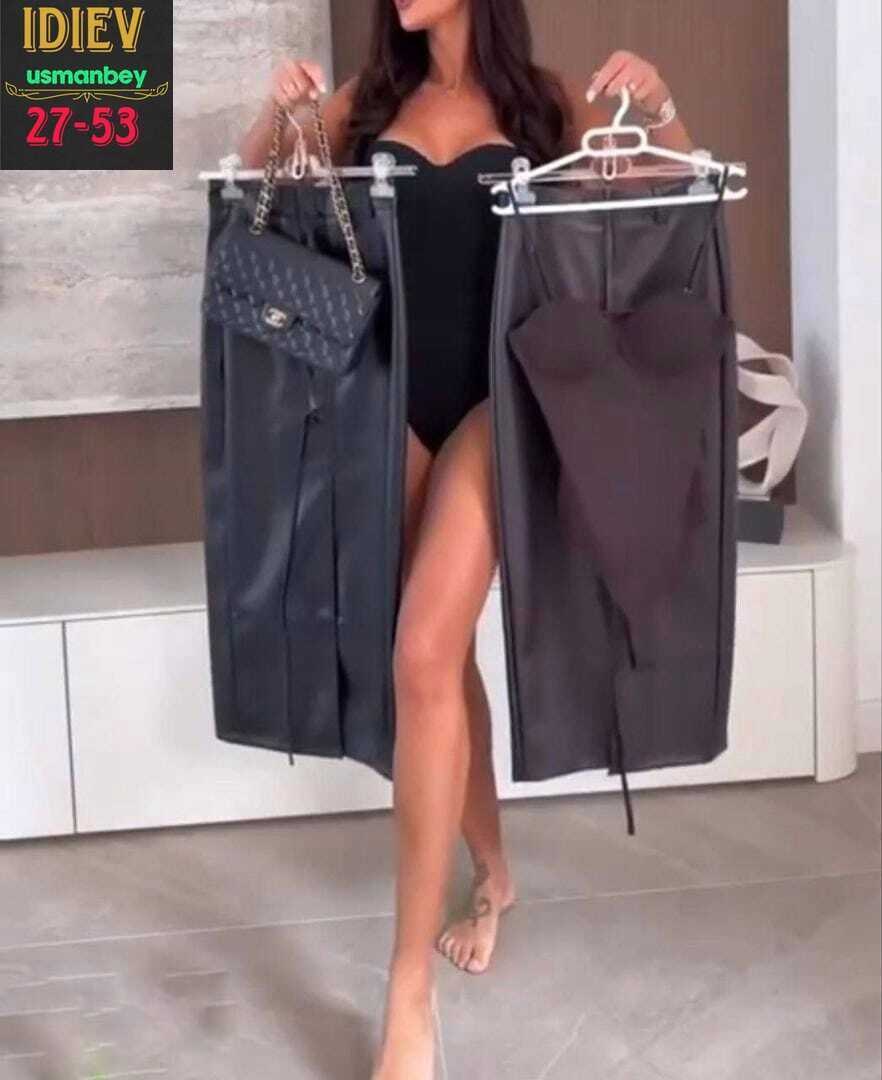 юбка кожаная с разрезом,сексуальная юбка из искусственной кожи средней длины с разрезом,юбка кожаная миди с разрезом,кожаная юбка,женская кожаная юбка