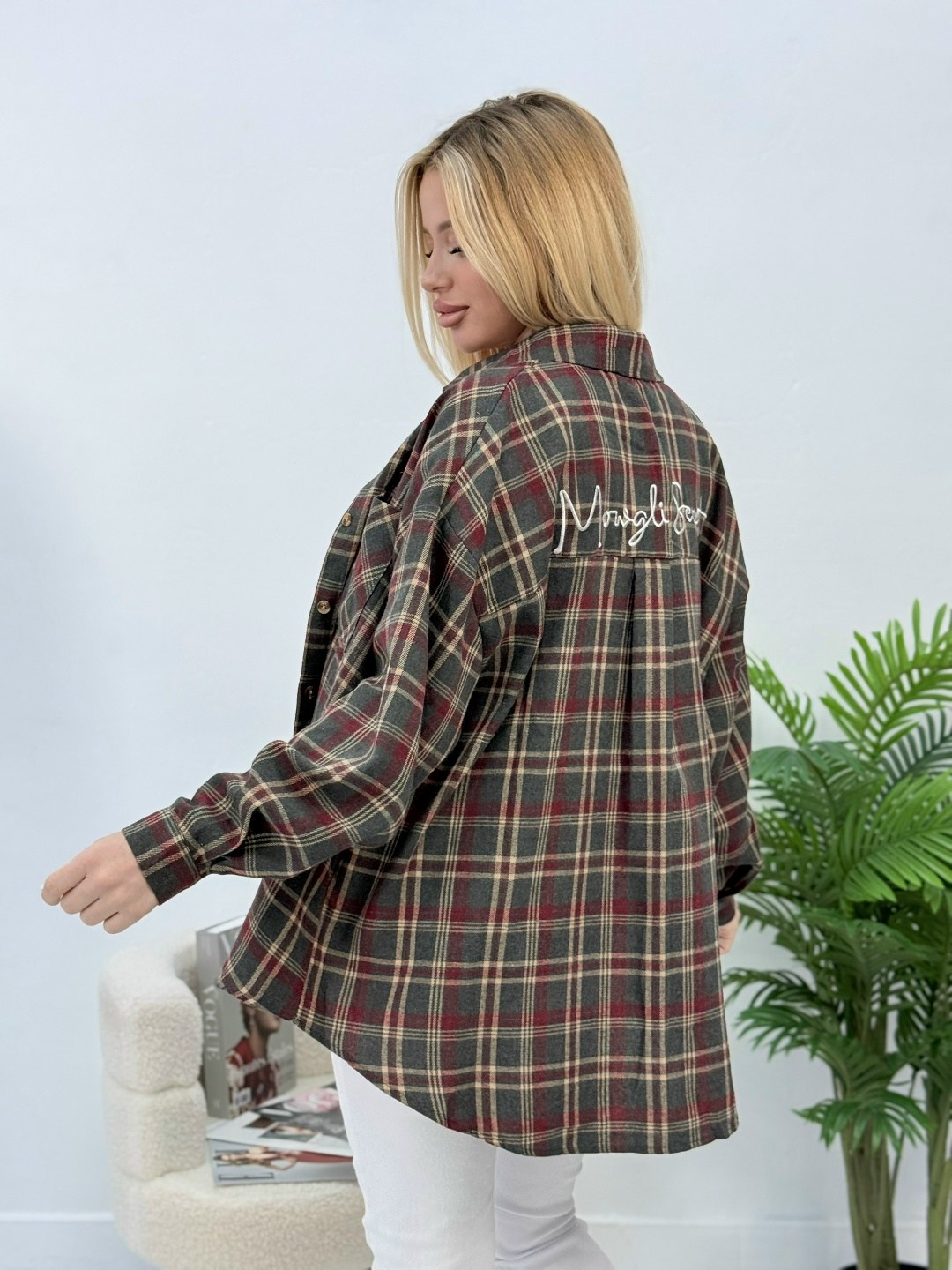 женская рубашка в клетку,рубашка женская оверсайз в клетку,рубашка в клетку оверсайз удлиненная mezzazappa,рубашка клетка,рубашка женская