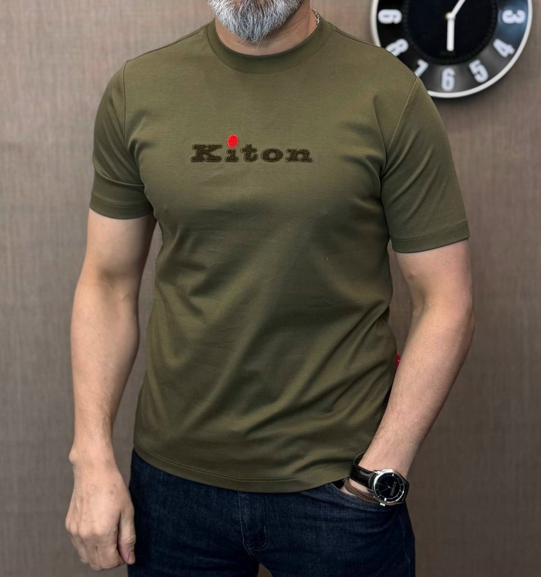 хлопковая футболка kiton,футболка kiton,kiton футболка kiton,футболки с лого,мужская футболка