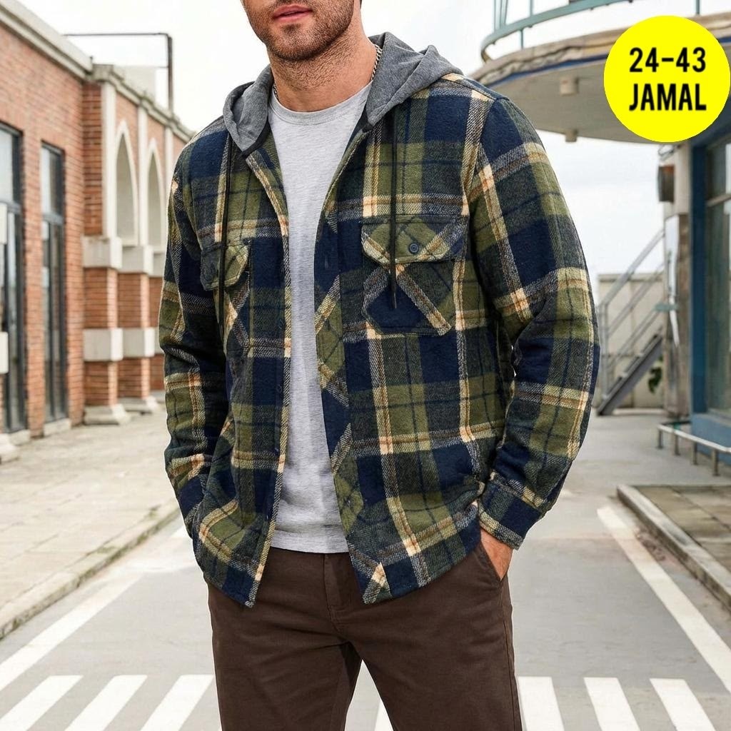 рубашка с капюшоном,рубашка мужская с капюшоном,повседневная куртка,рубашка мужская,рубашка в клетку теплая с капюшоном