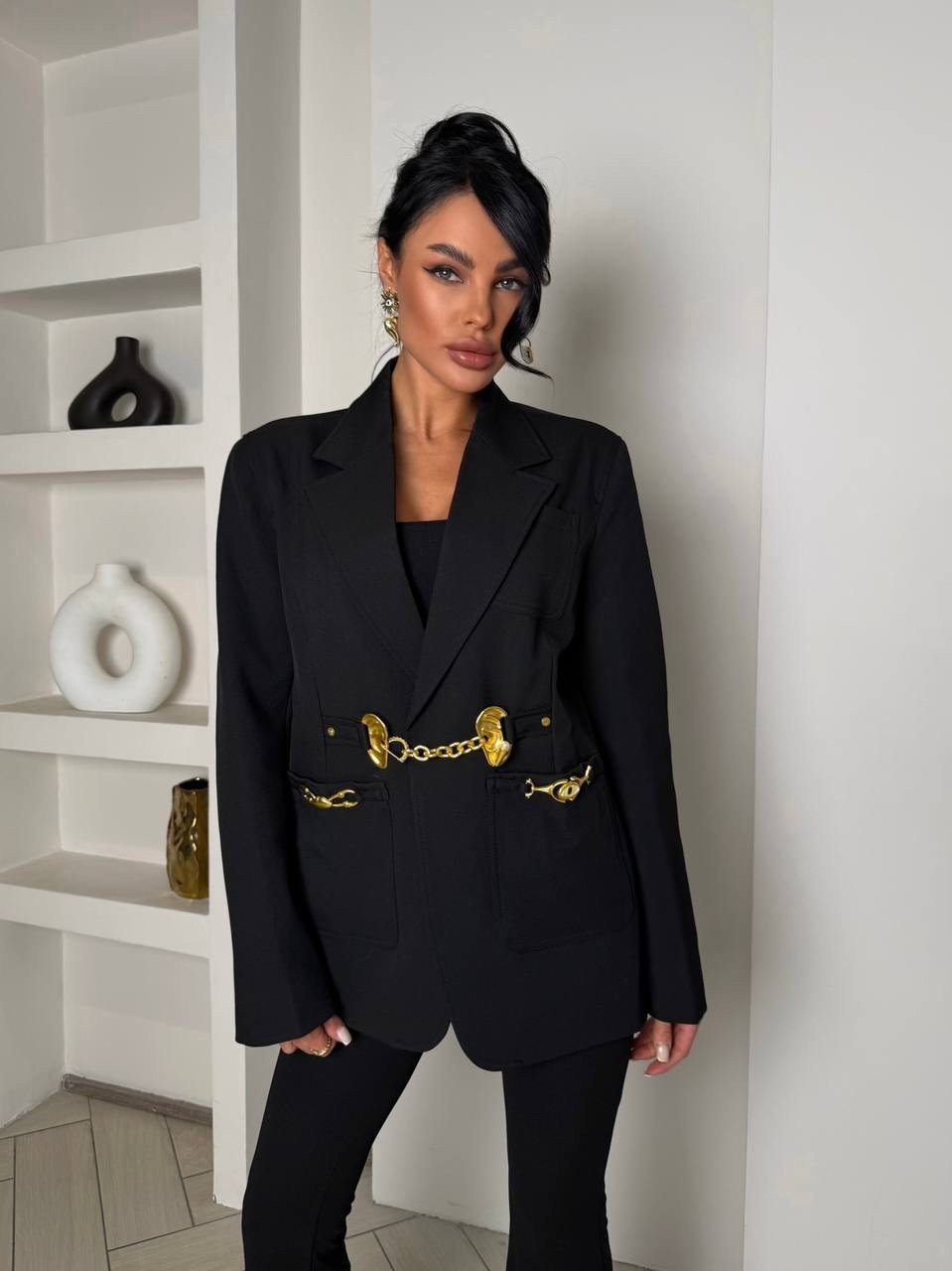 пиджак женский черный,пиджак с цепями,блейзер версаче,пиджак с поясом,пиджак
