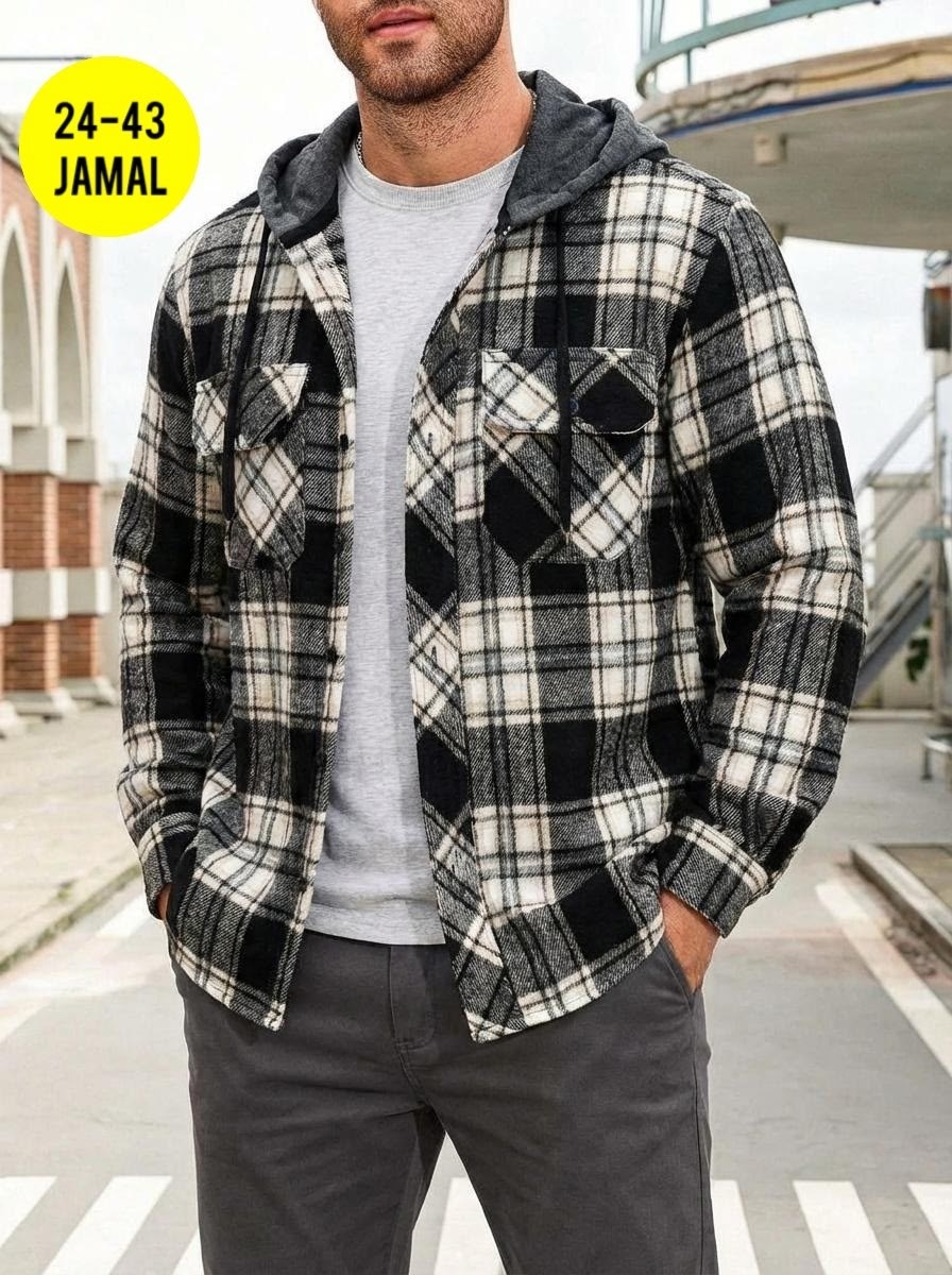рубашка с капюшоном,рубашка мужская с капюшоном,повседневная куртка,рубашка мужская,рубашка в клетку теплая с капюшоном