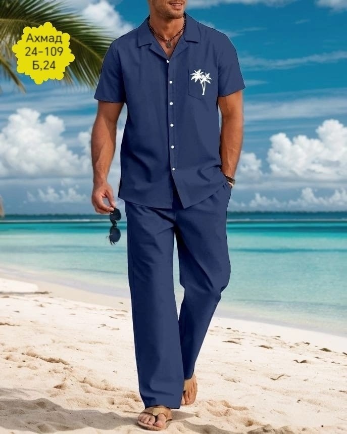 костюм летний мужской,костюм мужской,мужской костюм двойка,,костюм с пальмами мужской