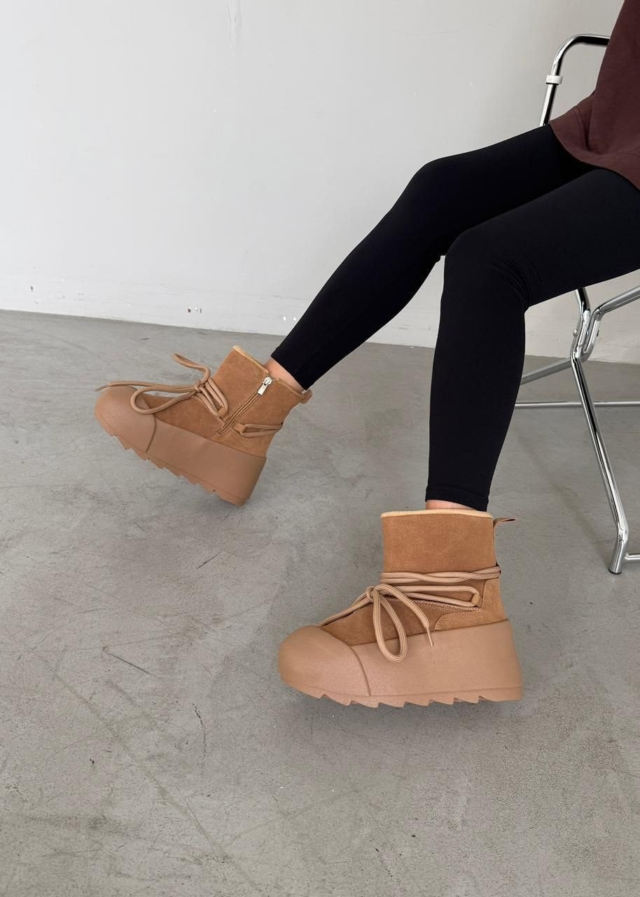 ,замшевые ботинки inuikii серый, женская,зимняя ,угги зимние