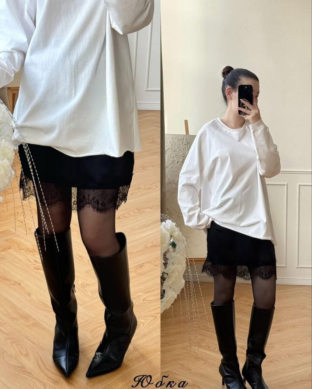 юбка ассиметричная с кружевом identica,кружевная юбка,юбка с кружевной вставкой,юбка ассиметричная с кружевом