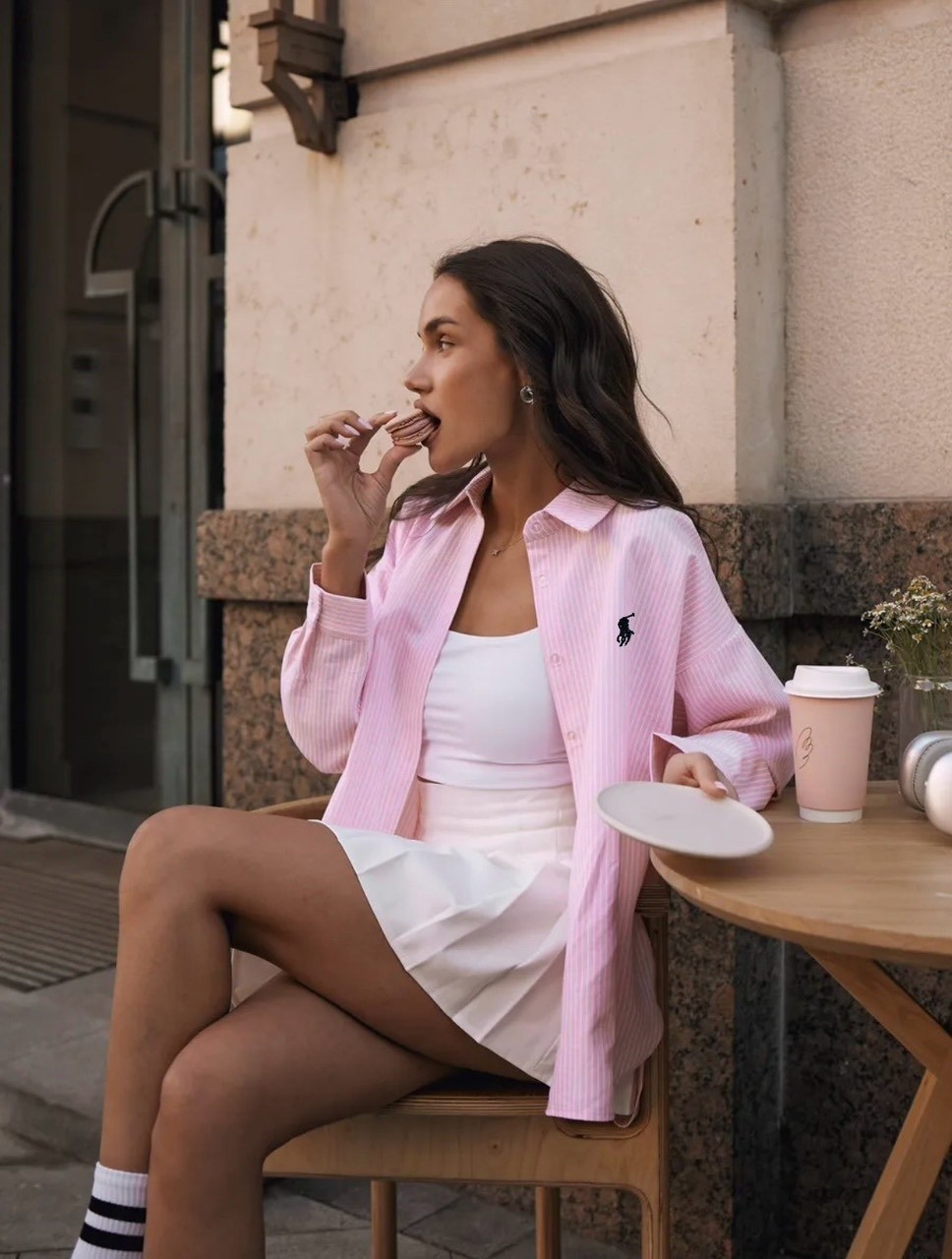 хлопковая рубашка в полоску оверсайз cosmo brand,рубашка женская,рубашка в полоску оверсайз,блузка стильная,рубашка в полоску