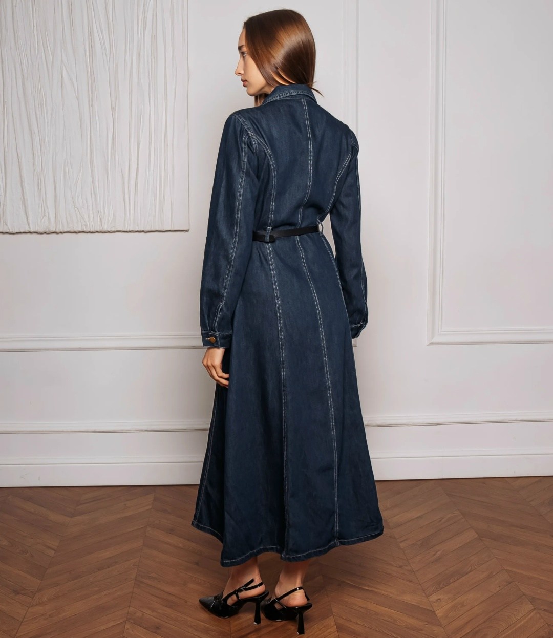 джинсовое платье,джинсовое платье миди,платье джинсовое женское,джинсовое платье-рубашка длины миди,джинсовое платье на пуговицах с поясом zarina