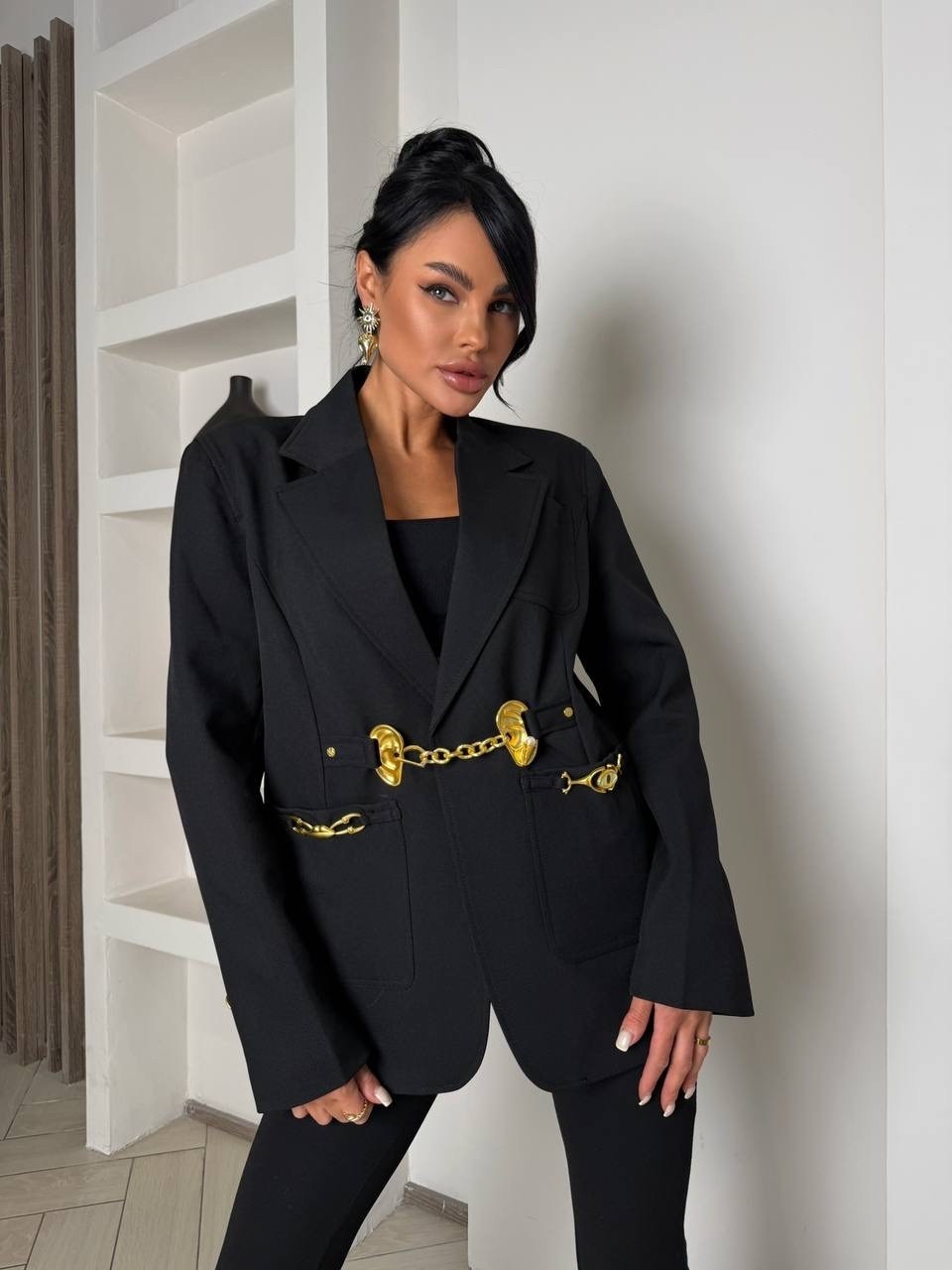 пиджак женский черный,пиджак с цепями,блейзер версаче,пиджак с поясом,пиджак