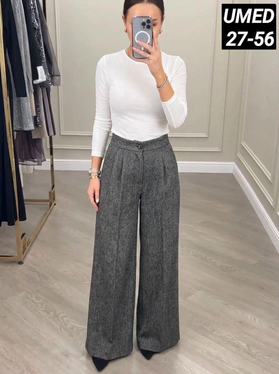 брюки палаццо kiazo размер 42 серый,женские брюки палаццо теплые серые 3184,женские брюки палаццо теплые серые,женские брюки палаццо,брюки палаццо