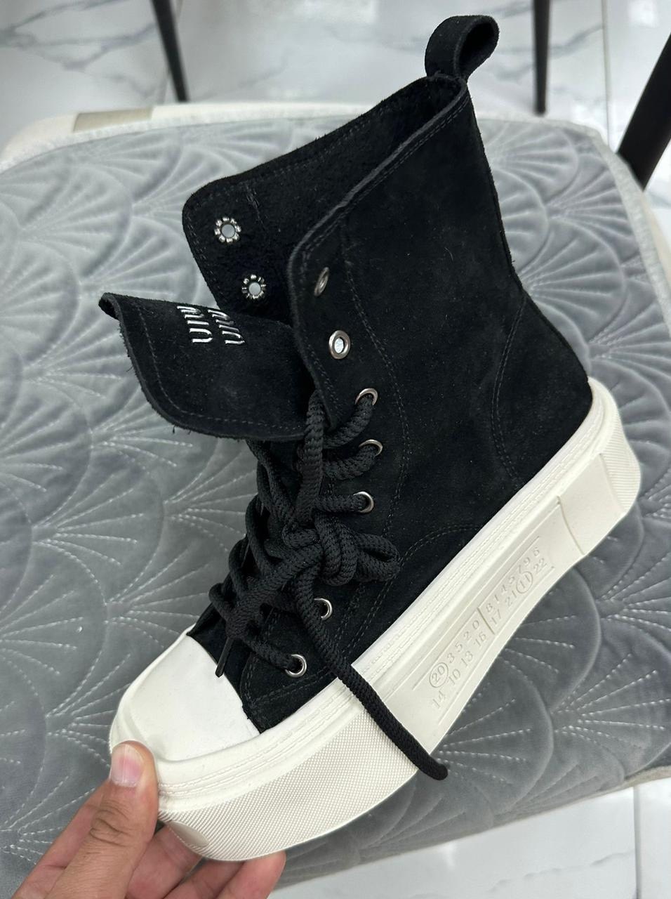 ,mm6 maison margiela высокие кеды черный, женская,кеды на платформе модные,кеды черные женские