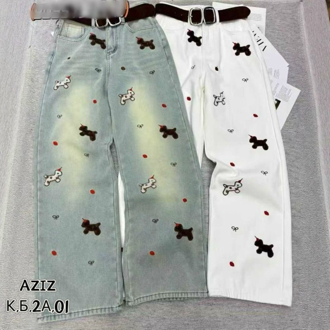 джинсы женские с вышивкой,джинсы с вышивкой,широкие брюки джинсы кореан стайл,женские джинсовые брюки с вышивкой,женский джинсы