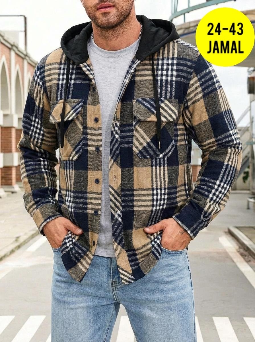 рубашка с капюшоном,рубашка мужская с капюшоном,повседневная куртка,рубашка мужская,рубашка в клетку теплая с капюшоном