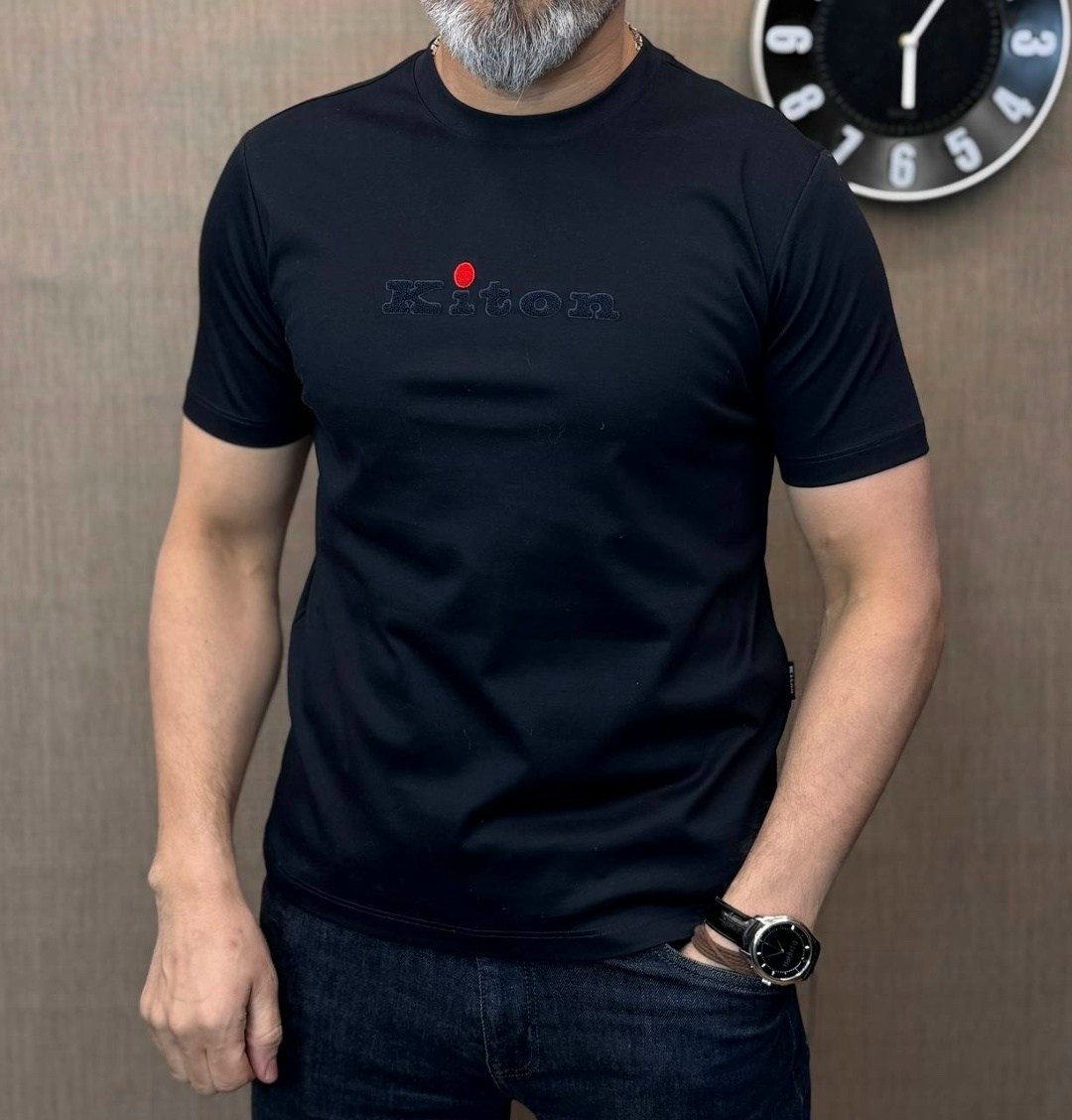 хлопковая футболка kiton,футболка kiton,kiton футболка kiton,футболки с лого,мужская футболка