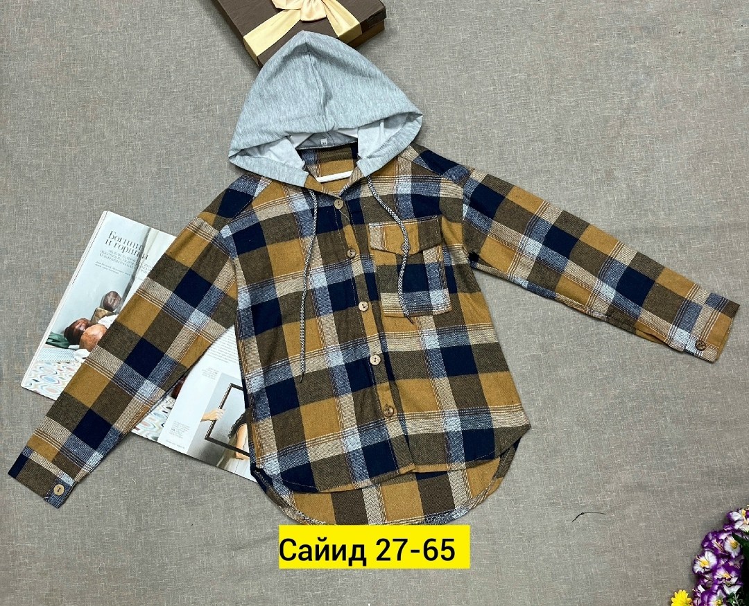рубашка в клетку с капюшоном,рубашка с капюшоном,рубашка в клетку с капюшоном для девочек,детская рубашка,рубашка теплая