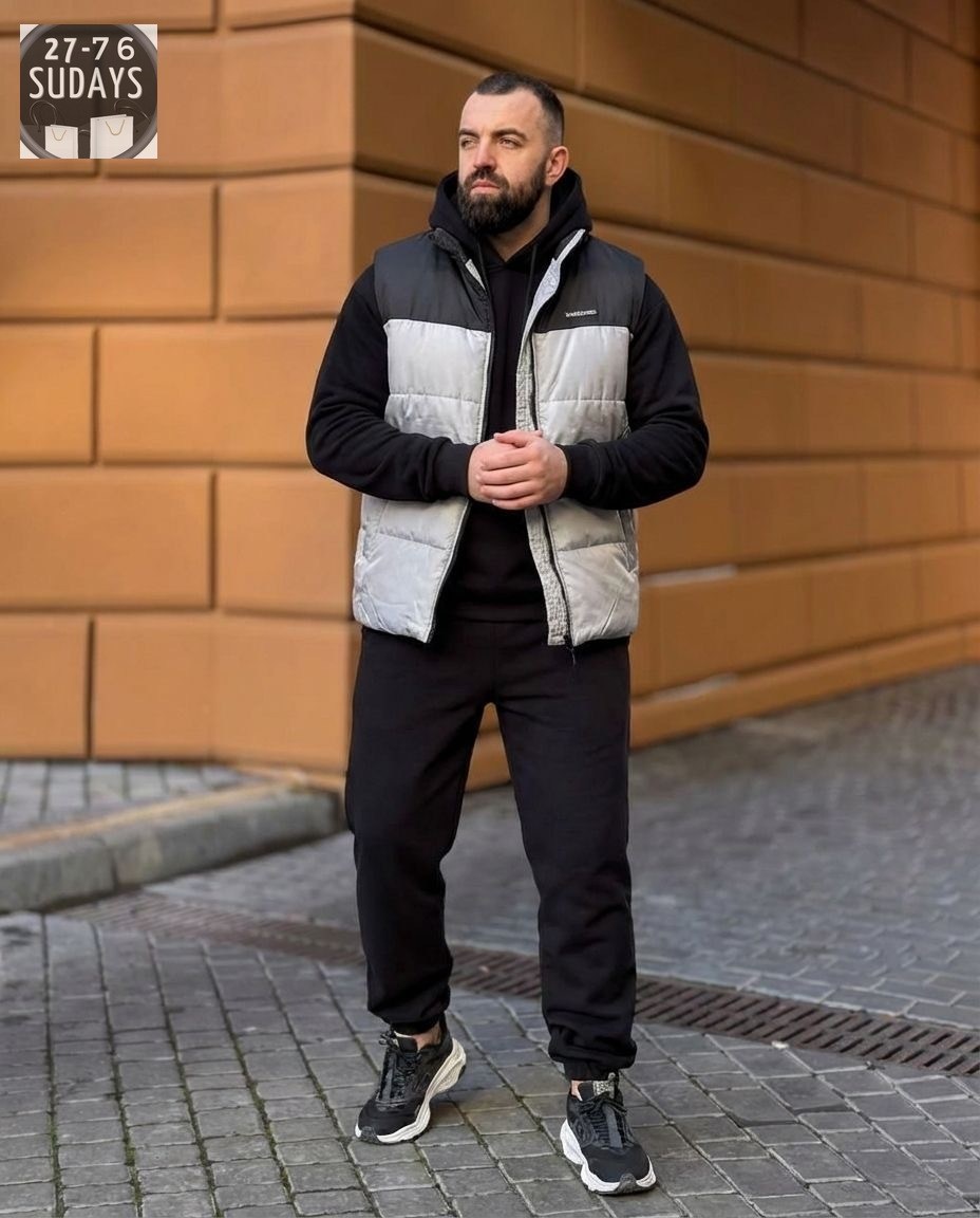 мужской теплый спортивный костюм на флисе с жилетом,мужской спортивный костюм на флисе,спортивный костюм тройка с жилеткой,жилетка на синтепоне