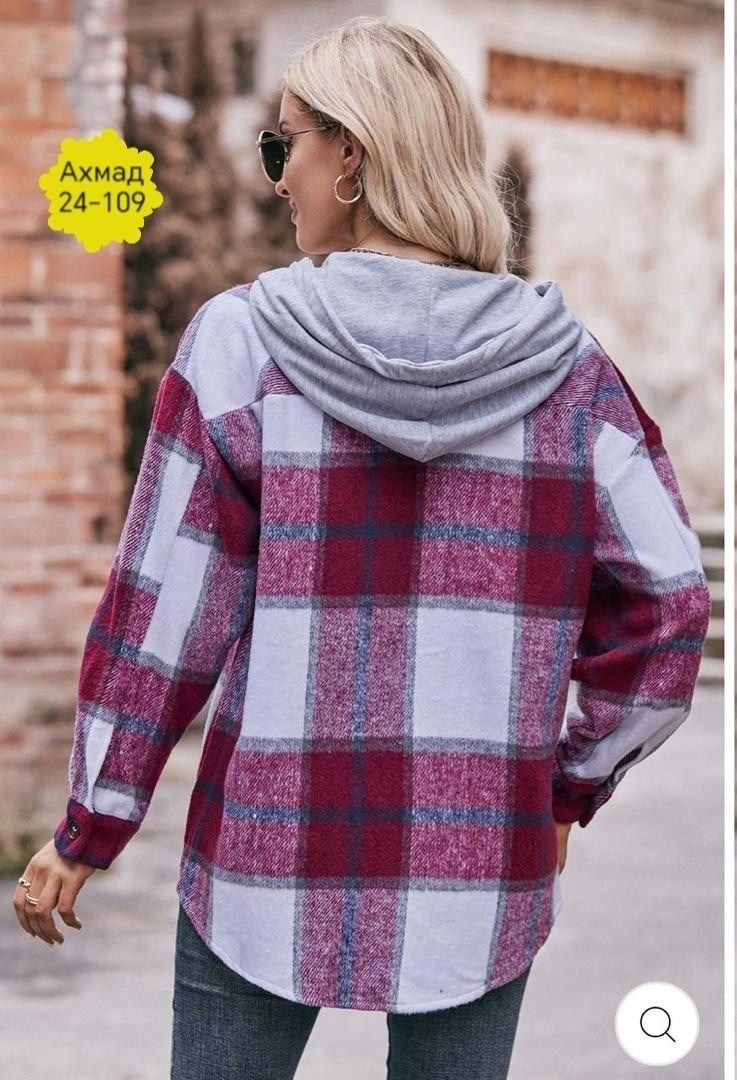 рубашка теплая в клетку с капюшоном,женская рубашка в клетку,клетчатая рубашка,рубашка в клетку с капюшоном,женская клетчатая рубашка
