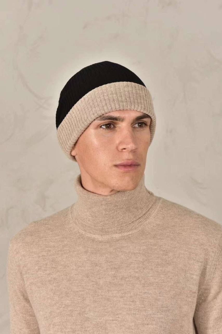 шапки бини,шапка бини мужская,мужская двойная кашемировая шапка бежевая,мужская вязаная шапка,мужская шапка