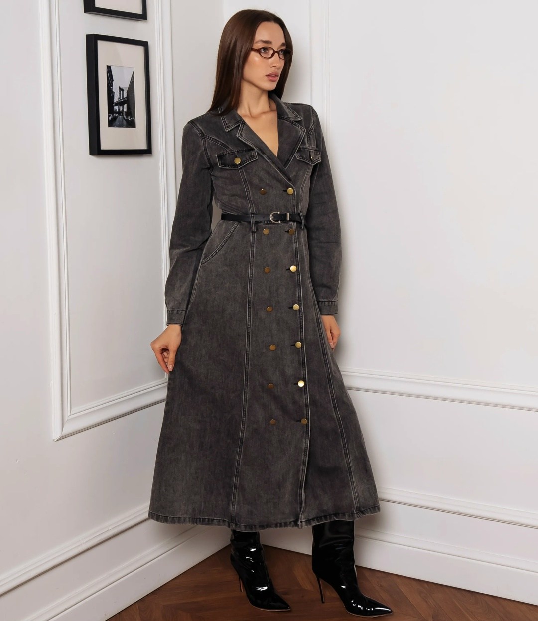 джинсовое платье,платье джинсовое женское,джинсовое платье karen millen,платье с поясом,платье-рубашка из джинсовой ткани elizabeth forever new, цвет dark wash