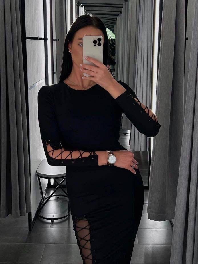 платье черное с разрезом,облегающее платье,платье черное,черное обтягивающее платье,женское облегающее платье