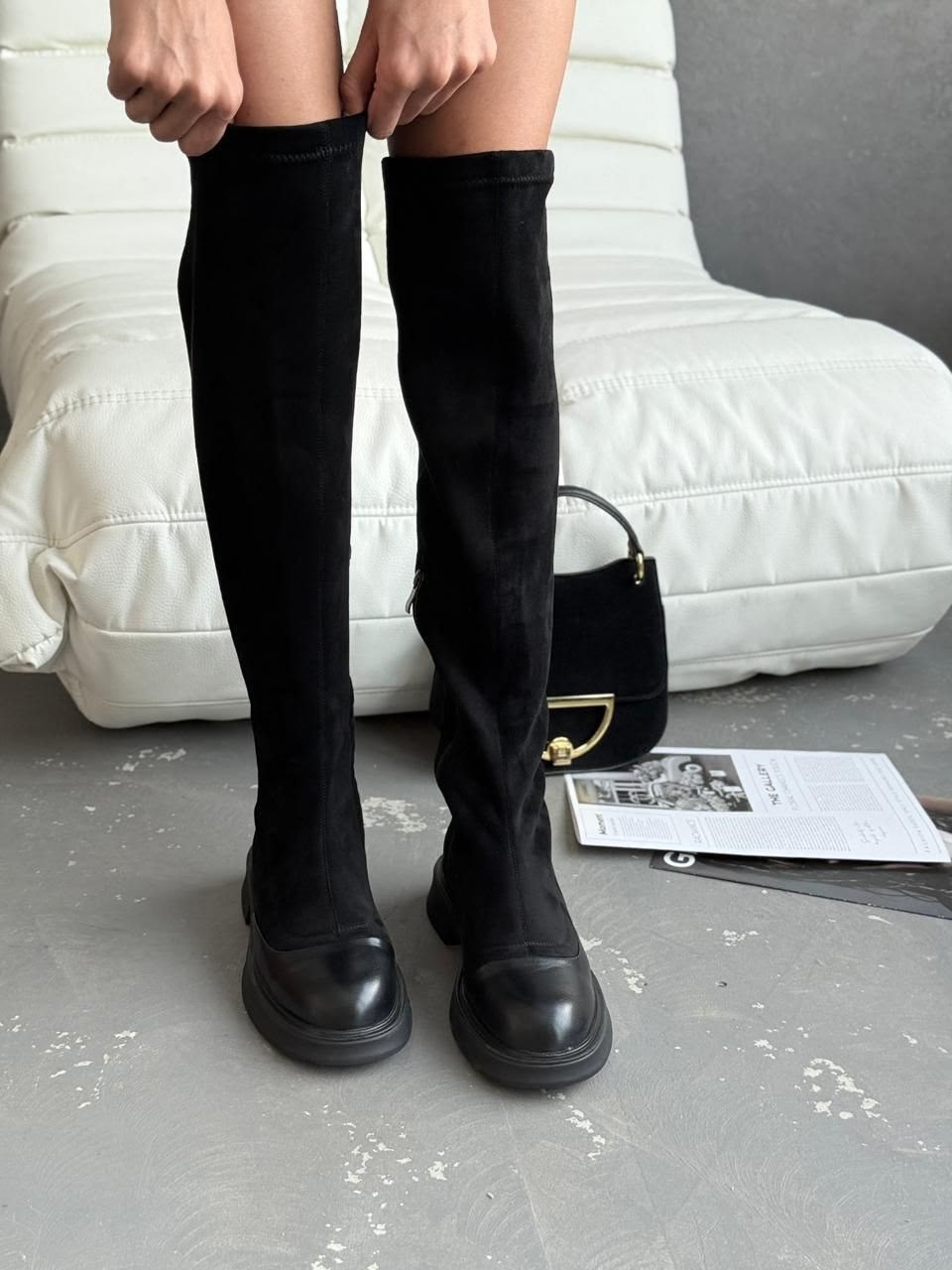 ботфорты чулки на платформе замшевые j.macabu,ботфорты женские,ботфорты демисезонные,ботфорты классические,ботфорты