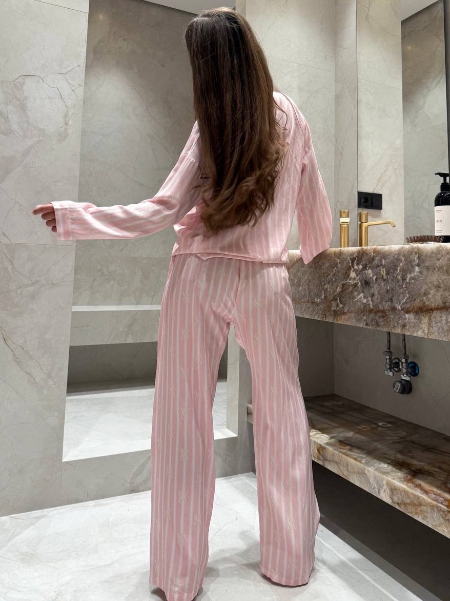 пижама виктория сикрет комплект,пижама виктория сикрет хлопок,пижама женская,пижама для женщин,женская пижама victorias secret в полоску нежно-розовый цвет