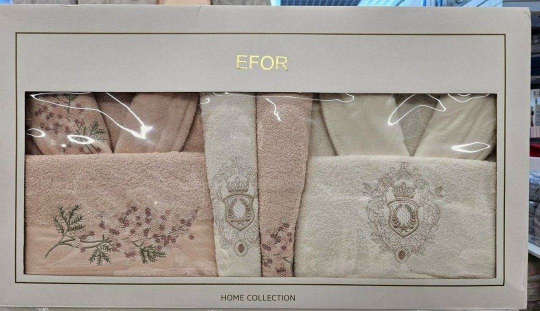набор махровых полотенец efor,набор полотенец efor,набор махровых полотенец,подарочные наборы полотенец,набор махровых полотенец efor "rose" (50*90,70*140) кофейный