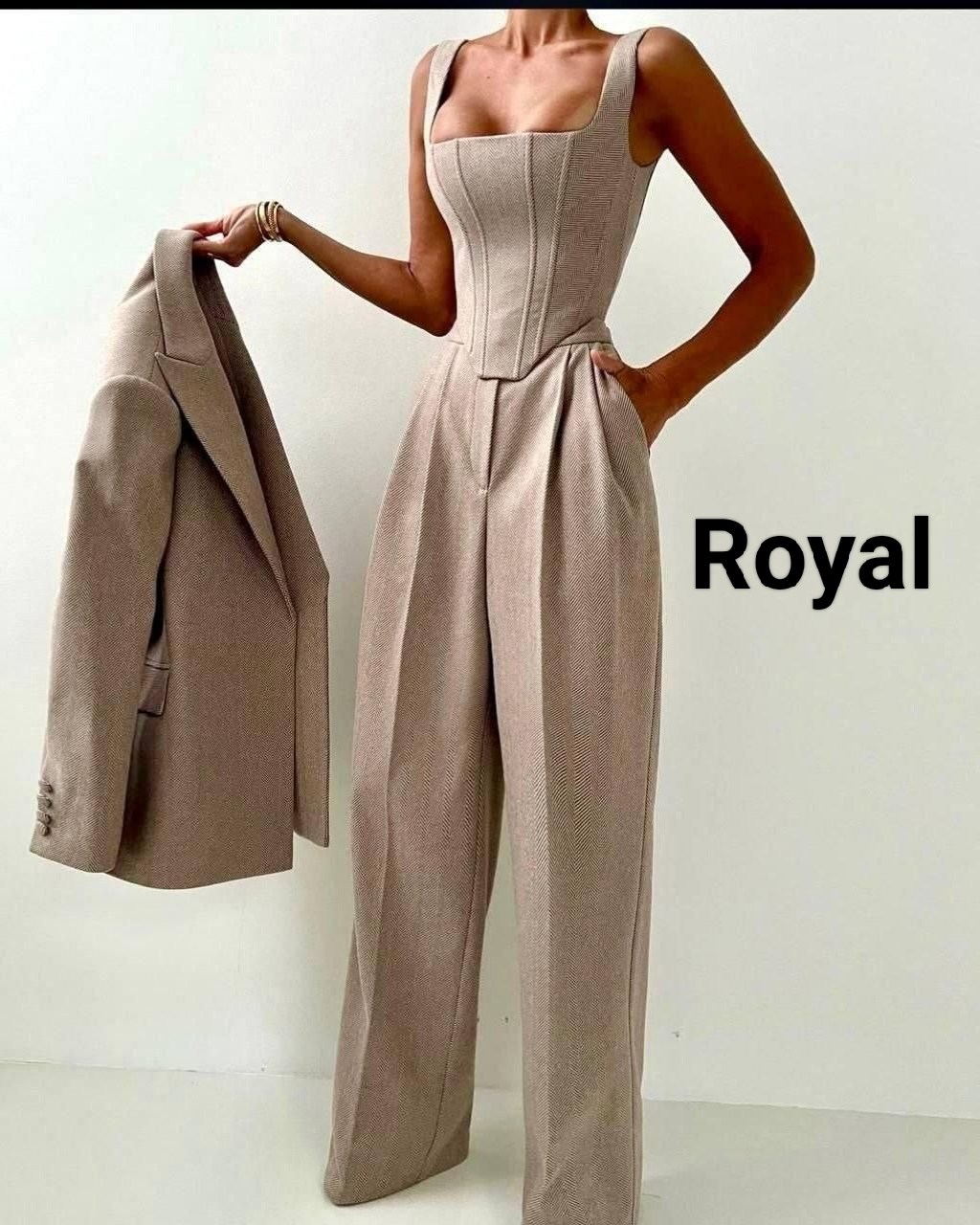 женские брючные костюмы,модный женский брючный костюм комплект из трех предметов с корсетом и широкими брюками,костюм тройка кашемир,костюм брючный,костюм тройка женский