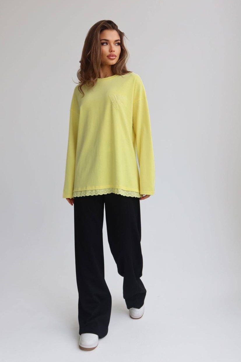 свитшот женская,желтый свитшот,трикотажный свитшот,костюм с брюками,свитшот свободного кроя