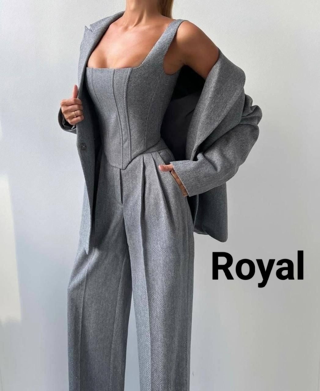 женские брючные костюмы,модный женский брючный костюм комплект из трех предметов с корсетом и широкими брюками,костюм тройка кашемир,костюм брючный,костюм тройка женский