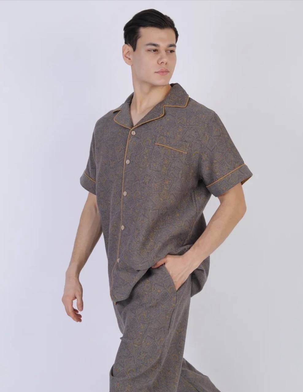 пижама мужская с брюками хлопок,мужская пижама,пижама мужская со штанами и рубашкой,пижама мужская с брюками,пижама для мужчин