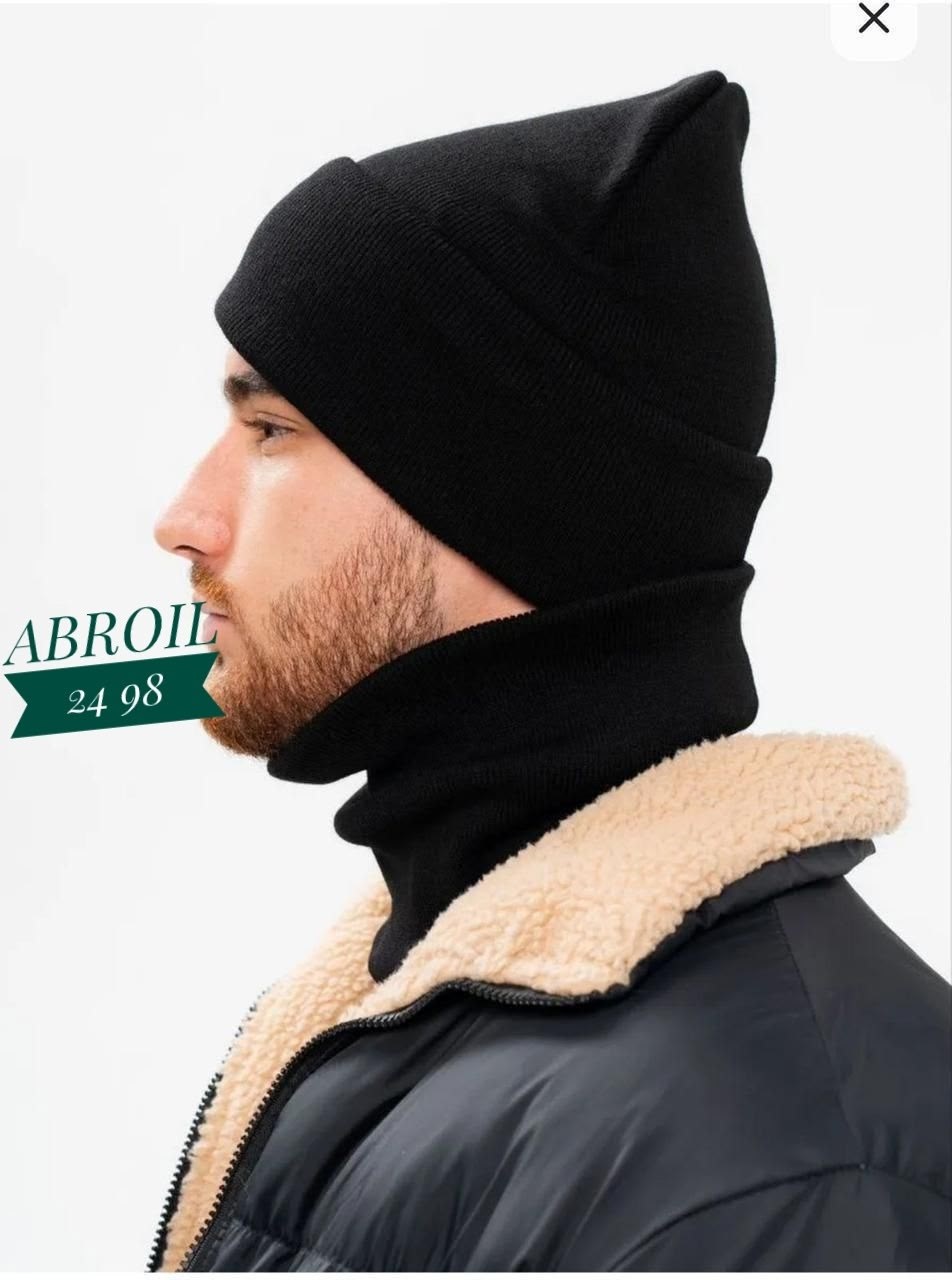 шапка мужская зимняя,шапка со снудом мужская,мужские шапки,комплект шапка снуд,мужская двойная кашемировая шапка