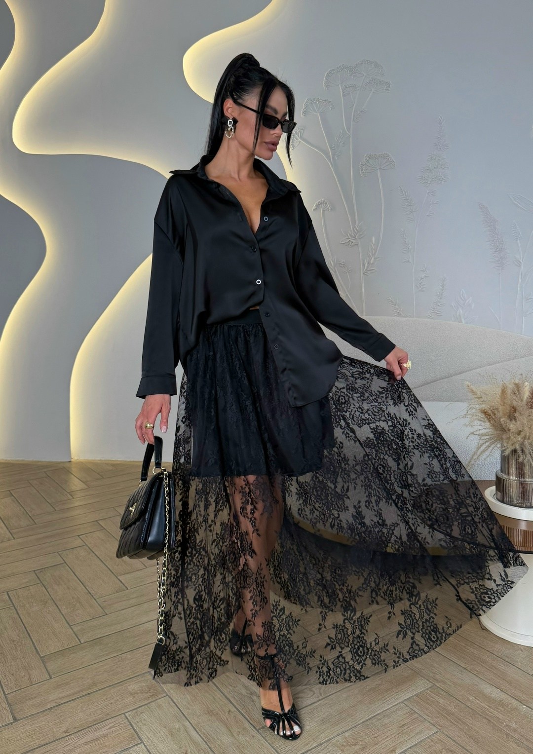 рубашка блузка,юбка кружевная,блузки,рубашка оверсайз нарядная из гипюра muraus 224810870,рубашка женская