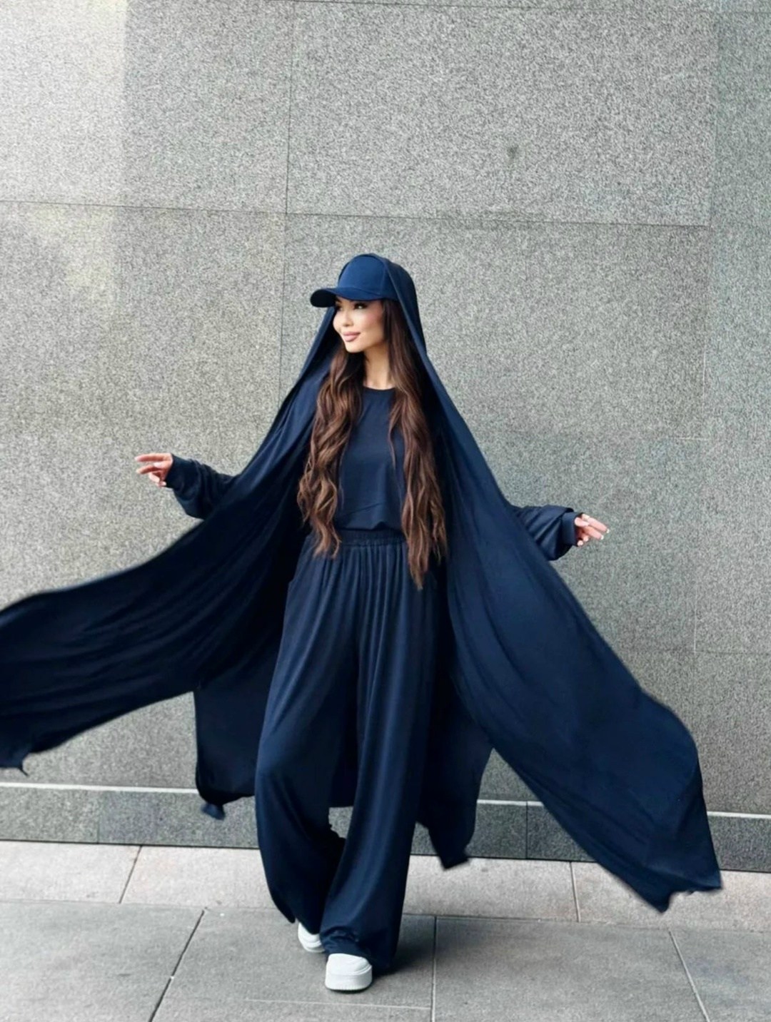 мусульманский комплект абая тройка с брюками,мусульманский комплект абая тройка,мусульманский комплект абая тройка цвет черный,мусульманский комплект абая тройка с брюками цвет черный,костюм тройка с