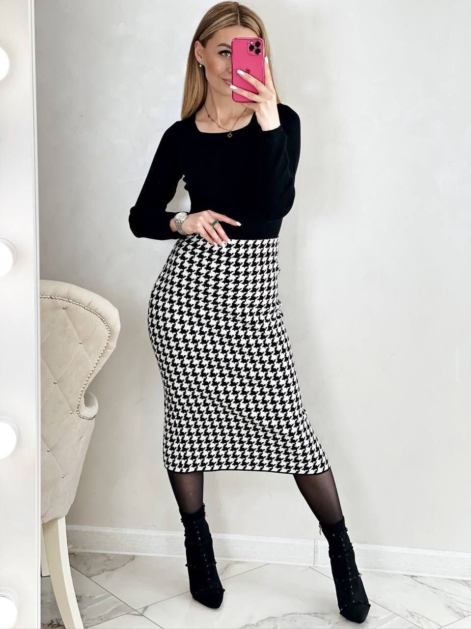 юбка гусиная лапка,юбка женская,юбка,юбка в клетку,юбка с узором