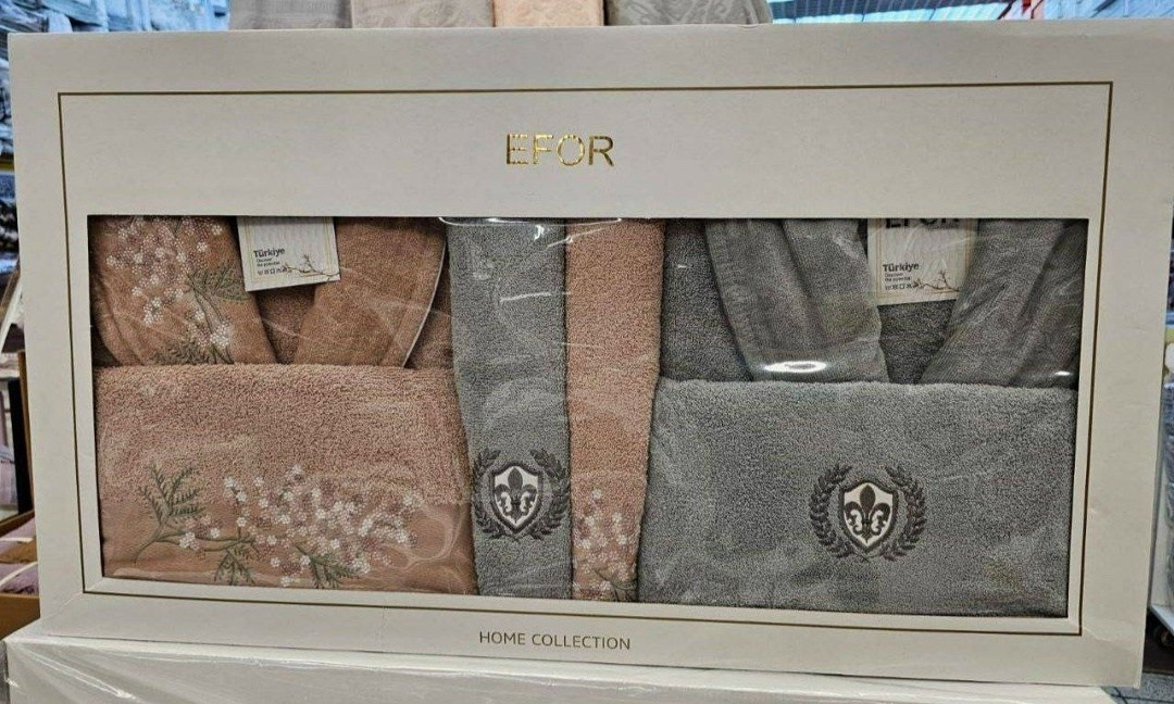 набор махровых полотенец efor,набор полотенец efor,набор махровых полотенец,подарочные наборы полотенец,набор махровых полотенец efor "rose" (50*90,70*140) кофейный