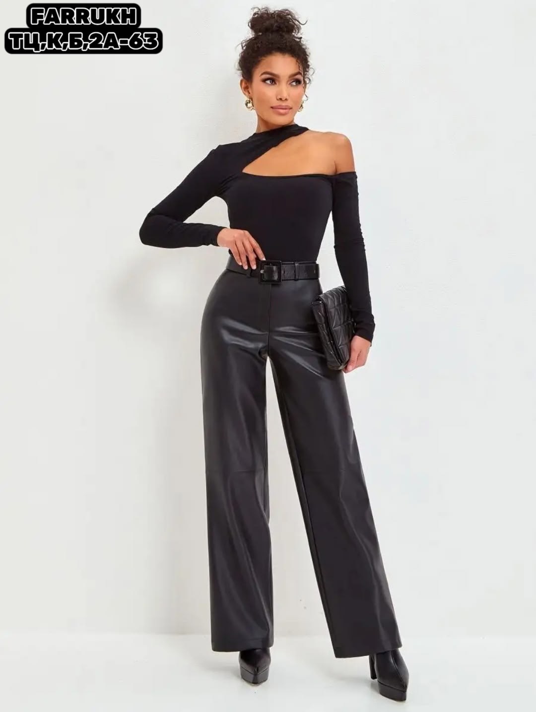 кожаные брюки женские,брюки кожаные,брюки клеш из экокожи,брюки из экокожи,черные прямые кожаные брюки с высокой талией