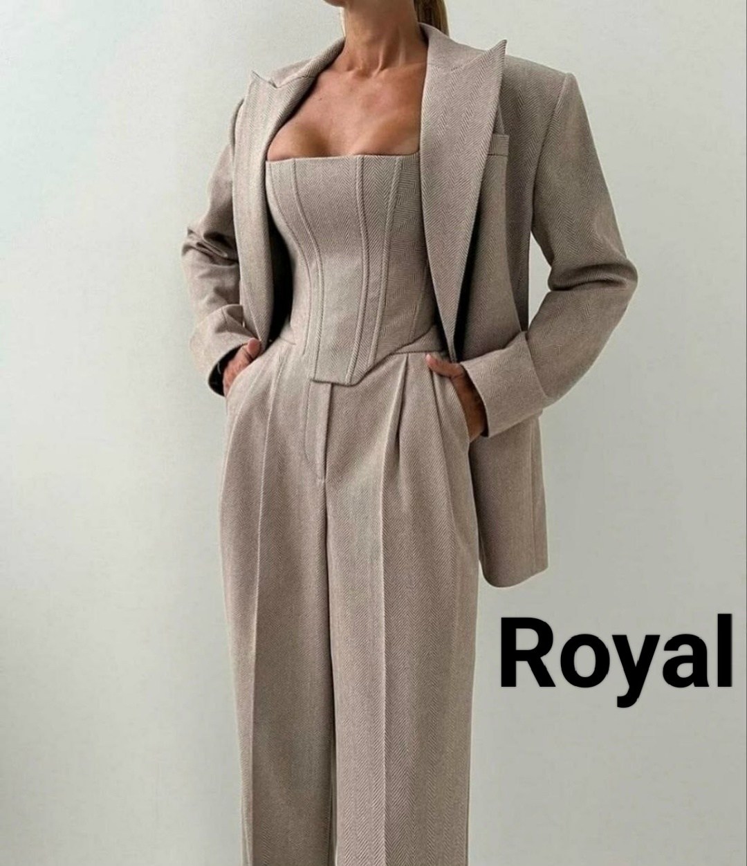 женские брючные костюмы,модный женский брючный костюм комплект из трех предметов с корсетом и широкими брюками,костюм тройка кашемир,костюм брючный,костюм тройка женский