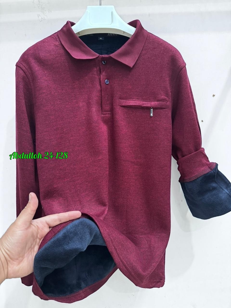 рубашка-поло с длинным рукавом c карманом simlion 202629486,рубашка теплая,джемпер caporicco,кофта мужская,джемпер мужской трикотажный